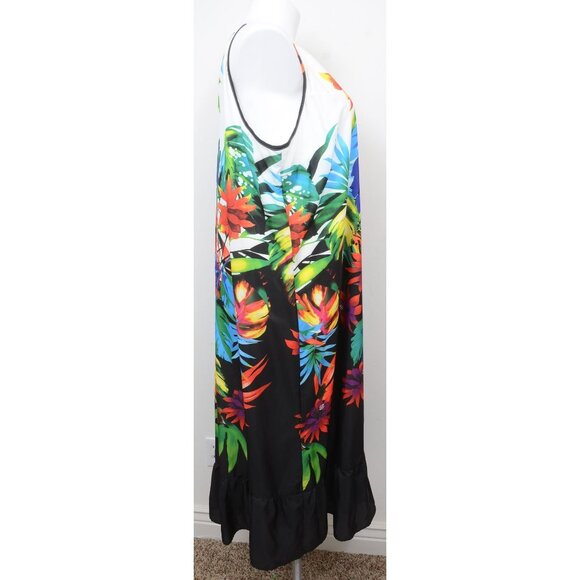 Signature Collection Plus Size 2X Floral Hawaiian Summer Tank Maxi Dress Colorfu - Picture 3 of 10